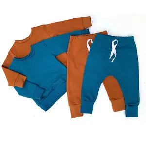 Style décontracté personnalisé coton bébé enfants survêtements doux éponge français vêtements de sport ensemble y compris survêtement pantalon de jogging tenues