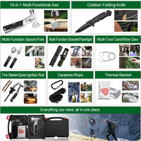 Kit de survie XUANLAN 14 en 1 avec couteau pliant, ensemble d'outils multifonctions, équipement de camping d'urgence pour l'extérieur