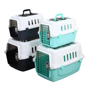 Factory Wholesale PP material Dog Crate Outdoor Airline Pet Cage Folding and Breathable Small Medium Dog Cat cage with Sunroof