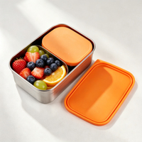 Conteneur de préparation de repas réutilisable de 700 ml, couvercles en silicone hermétiques, boîte à lunch en acier inoxydable 304, lot de 3