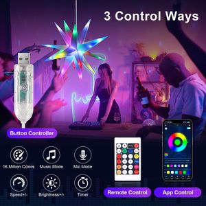 ไฟอัจฉริยะ RGB LED 3D แอปดาวแบบระเบิดได้, ไฟแอปที่สามารถพับเก็บได้ไฟดนตรีซิงค์โมราเวียวันหยุดตกแต่งถนนในคืนวันคริสต์มาส - Product Image 3