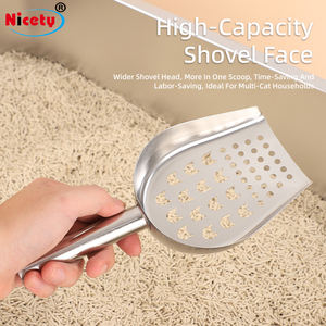 Moderne Edelstahl-Metallgitter-Katzenstreu-Schaufel mit Langem Griff Antihaftbeschichtet Schnelles Sieben Haustier-Streuschaufel für den Hausgebrauch - Product Image 6