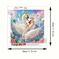 Peinture Diamant Forme Spéciale 30x30cm en Gros, Motif Cygne Couple Amoureux, Mosaïque Partielle en Cristal pour Décoration