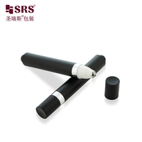 Flacon roll-on 15g noir mat pour crème contour des yeux, avec finition argentée, stylo de massage pour sérum contour des yeux à pression, emballage cosmétique avec interrupteur intégré