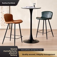 Tabouret de bar en cuir et fer de style nordique personnalisé avec dossier pour café, restaurant, hôtel, bar à domicile, comptoir