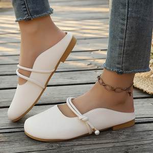 Nouvelles mules fermées 2026 pour femmes, style célébrité internet, plates, à enfiler, antidérapantes, semelle souple, chaussures d'extérieur - Product Image 1