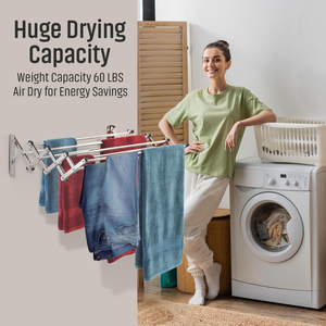 Aluminum Wall Mounted Folding Clothes Drying Hanger Outdoor Indoor No Rust Fixed Laundry Tower Rack - Product Image 3