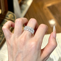 Verstellbarer Offener Ring Vergoldet Vintage Filigran Blumen-Design mit Zirkonia-Besatz Breiter Statement-Ring Trendiger Damenschmuck