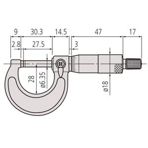 Micromètre extérieur Mitutoyo 400-425 mm, graduation 0,01 mm, butée à cliquet - Product Image 2