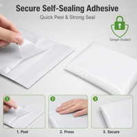 Enveloppes en polyéthylène blanches imperméables avec logo personnalisé, sacs d'expédition en plastique auto-adhésifs pour livres, magazines, documents