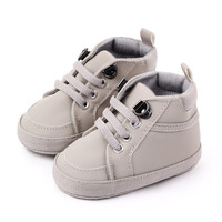 Chaussures de sport unisexes pour bébés et tout-petits en cuir PU tendance, antidérapantes, à lacets, avec doublure en coton, pour l'automne, service OEM/ODM en gros