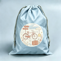 Sac promotionnel en non-tissé avec cordon de serrage, logo personnalisé, coutures durables, léger, recyclable, motif dessin animé, pour rangement