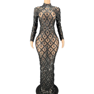 Sparkly See Through paillettes Crystal Ballroom Wedding Birthday Dinner Gown abiti da sera Ladies Sexy Club Dress Long <span class=keywords><strong>Prom</strong></span> Dress - Product Image 1