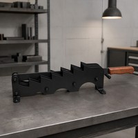 Diviseur à viande en fer noir à dents, avec manche en bois, pour boucherie et cuisine