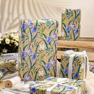 Maypluss Floral Kraft <b>Wrapping</b> <b>Paper</b> Roll 17 Inch X 33 Feet Double Side Eco Friendly Gift Craft Packaging <b>Paper</b> - Product Image 2