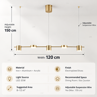 Luminaire suspendu moderne à 5 têtes en or, LED 35W, pour salle à manger, îlot de cuisine, bar, comptoir, restaurant, salon