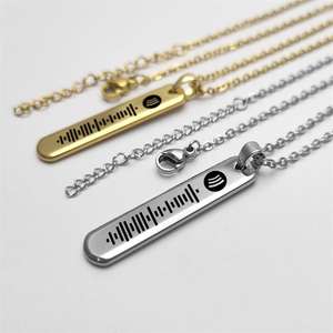 Collier gravé au laser en acier inoxydable <span class=keywords><strong>Spotify</strong></span> Music Scan Code de partage de code personnalisé bricolage - Product Image 5