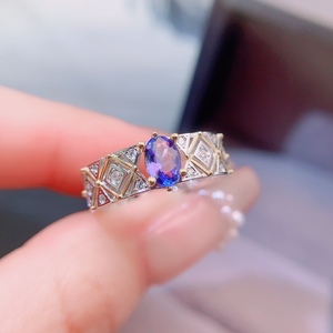 Anello di Lusso in <span class=keywords><strong>Argento</strong></span> Sterling 925 Placcato <span class=keywords><strong>Oro</strong></span> con Tanzanite <span class=keywords><strong>e</strong></span> Zaffiro Naturali, Regalo di Nozze per Donne - Product Image 3