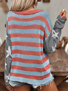 Pulls tricotés à motif d'étoiles <span class=keywords><strong>vintage</strong></span> pour femmes Style européen américain <span class=keywords><strong>pull</strong></span> d'hiver populaire <span class=keywords><strong>pull</strong></span> surdimensionné - Product Image 3