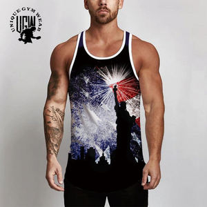 Camisetas Deportivas sin Mangas para Hombre, Estilo Urbano, Cuello en V, Transpirables, de Secado Rápido, Estampadas, de Primera Calidad, 100% Algodón, Venta al Por Mayor - Product Image 3