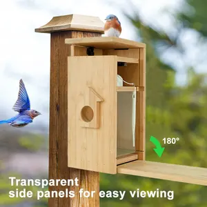 1080P Bird Nest Solar Powered Bird Nesting Hatching In Real Time Smart Bird House With Camera