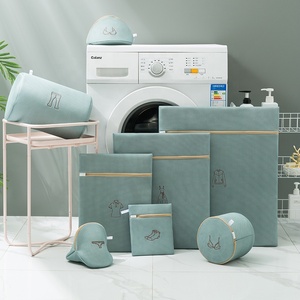 Pochette de rangement pour vêtements de grande capacité avec logo personnalisé sac à linge en maille <span class=keywords><strong>sale</strong></span> en machine à laver avec cordon de serrage - Product Image 3