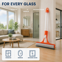 Nettoyeur de vitres 3-en-1 avec pulvérisateur intégré, réservoir transparent, gâchette de pulvérisation, tampon de nettoyage et lame en caoutchouc pour un nettoyage sans traces