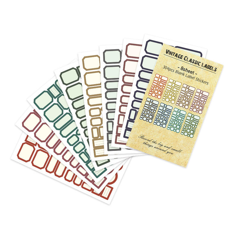 8sheets/pack Paper Sticker Creative Journal DIY Retro Text Sticker ...