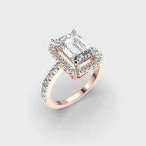 Halo Diamond Emerald Cut Lab Grown Diamond Engagement Ring Women's Wedding Ring 14k Solid Gold Anniversary Gifts for <b>Wife</b> - Product Image 6