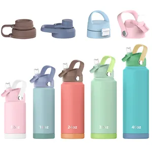 Custom Logo 1 Liter Stainless Steel Thermal Flask Gym Sports Insulated Water Bottle With Leakproof Patent Lids