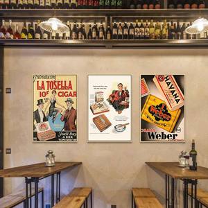 Amerikan Endüstriyel Viski Dükkanı Duvar Sanatı Retro Taverna Duvar Resmi Dekor Puro Barı Sigara Kanvas Yağlıboya Tablo - Product Image 4