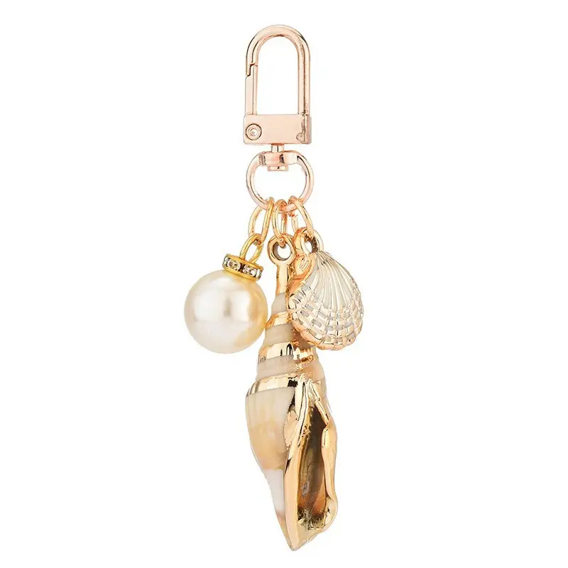 Women Bohemia Style Conch Keyrings With Pearl Shell Tassel Pendant Exquisite Bag Key Ring Ornaments Seaside Souvenir Small Gifts