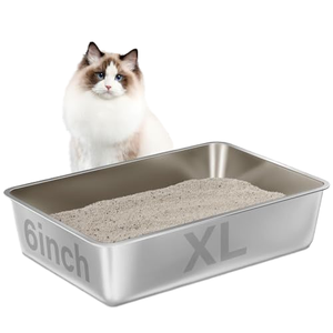 Lynpet, nueva caja de arena <span class=keywords><strong>grande</strong></span> de Metal <span class=keywords><strong>para</strong></span> <span class=keywords><strong>gatos</strong></span>, 20L, acero inoxidable, antiadherente, sin olor, caja de arena izquierda sin características adhesivas - Product Image 1