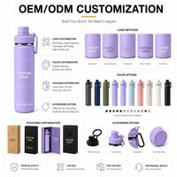 Bouteille isotherme de sport en acier inoxydable avec revêtement en poudre, à large ouverture, avec couvercles, personnalisable avec logo, 18oz, 22oz, 25oz