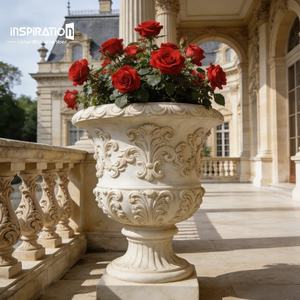 Vase de <span class=keywords><strong>jardin</strong></span> en pierre reconstituée, jardinière ornementale pour palais, jardinière décorative en pierre d'art classique - Product Image 1
