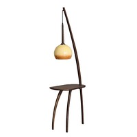 Lampe de sol d'angle à commande tactile LED au design minimaliste nordique contemporain, lumière blanche chaude 3500K, abat-jour cylindrique en bois de noyer