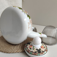 Couvercle d'huilier épaissi, bouilloire de style chinois à motif floral, théière rétro de luxe léger avec infuseur à thé