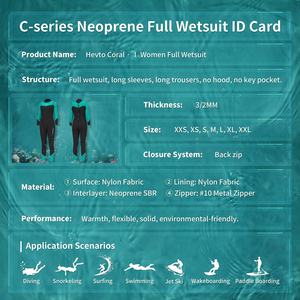 بدلات غطس نسائية بالجملة من هيفتو، مصنوعة من النيوبرين 3/2 ملم، مناسبة للغوص والسباحة، بسحاب خلفي، توفر الدفء والحماية من الشمس - Product Image 3