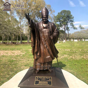 Estatua de bronce de San Juan Pablo II de tamaño real, escultura religiosa de iglesia en latón, técnica de fundición a mano - Product Image 1