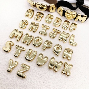 Dijes de Letras del Alfabeto Chapados en Oro de 18K, Colgantes de Letras Lisas y Pulidas para Pulseras de Cinta, Venta al por Mayor, Letras Mixtas - Product Image 3