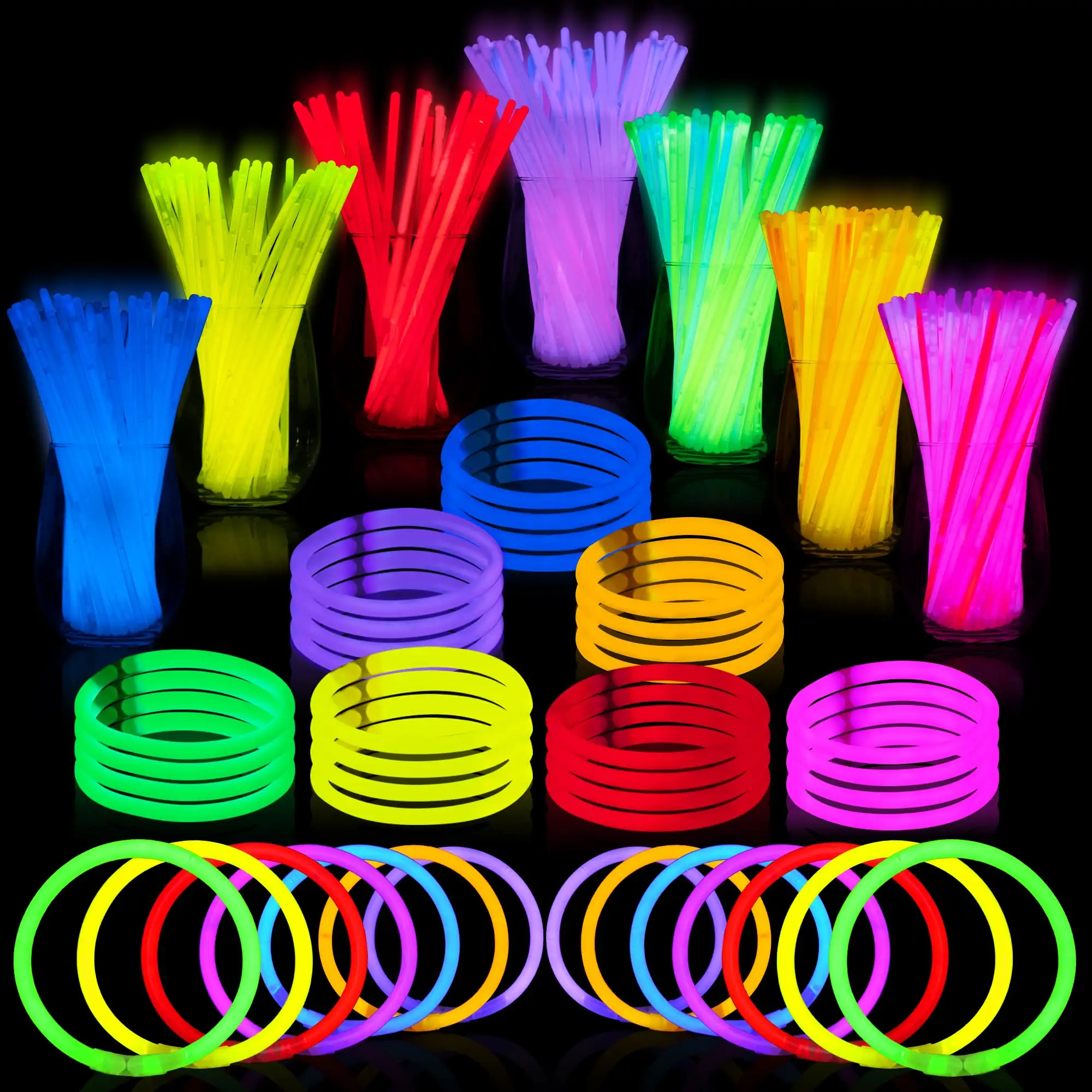 Glow Sticks Bulk Party Supplies Halloween Party Favors Glow Stick Necklace Bracelet With Connectors For Birthday Carnival