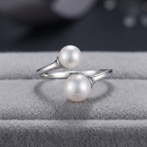 Anillos de Plata de Ley 925 con Baño de Rodio, Diseño Moderno, con Perlas Naturales Edison Blancas de Grado AAAA, para Mujer, Regalo - Product Image 2