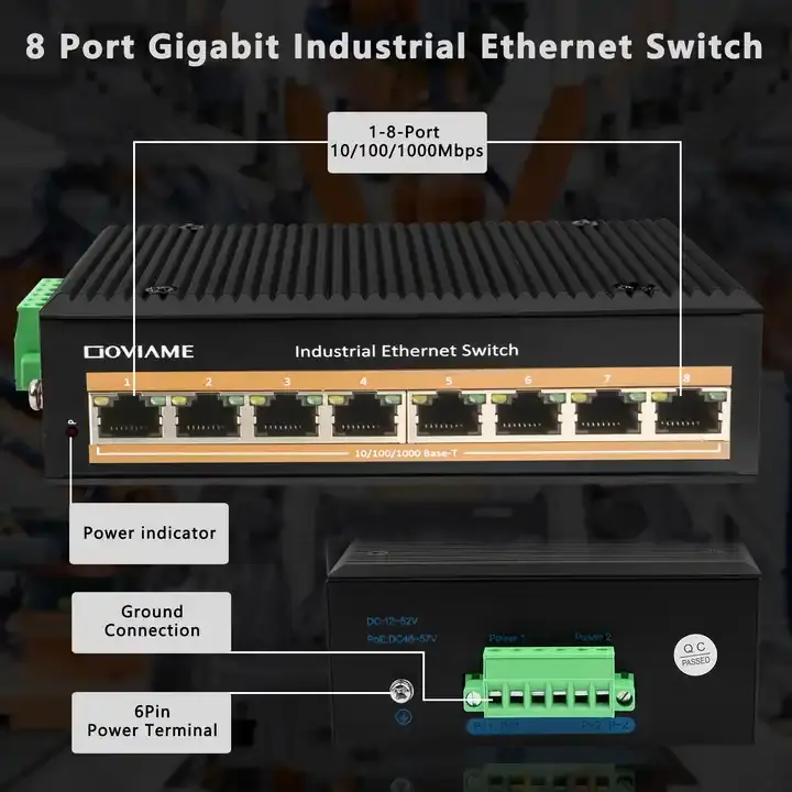 Conmutador Ethernet no gestionado de fabricante chino Conmutador Ethernet de carril Gigabit gestionado de 8 puertos 10/100/1000Mbps