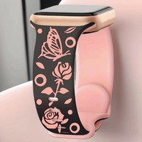 Bracelet de montre en silicone bicolore gravé au laser personnalisé, bracelet de montre à double couche pour Apple Watch Ultra 2 10 9 8 7 6 5 4