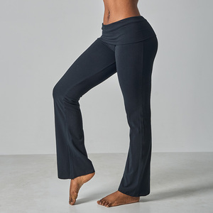 Pantalon évasé SK1262 pour femme, taille haute, en coton et élasthanne, respirant, séchage rapide, doux pour la peau, effet push-up, extensible, pour usage décontracté - Product Image 3
