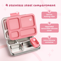 Nouvelle arrivée : boîte à lunch bento en acier inoxydable à 3 compartiments, réutilisable, anti-fuite, compatible lave-vaisselle et chauffable pour les enfants d'âge scolaire