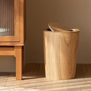 Cubo de Basura de Madera Natural Estilo Japonés con Tapa Abatible, Cesto de Residuos de Madera Maciza - Product Image 6