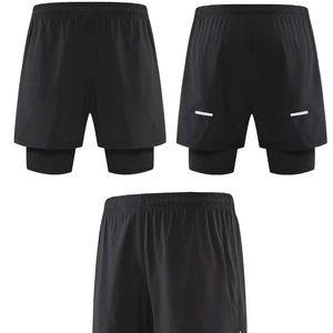 Pantalones Cortos Deportivos Transpirables de Secado Rápido para Hombre, Talla 3XL, para Gimnasio, Fitness, Ejercicio, Entrenamiento, Cintura Elástica de Doble Capa - Product Image 1