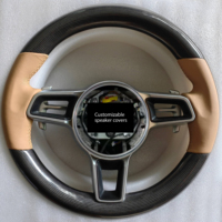 Volante Deportivo de Fibra de Carbono Redondo sin Botones, Color Beige, Compatible con Porsche 911, 718, Panamera, Macan, Boxster, Cayman, GT2, Todas las Series