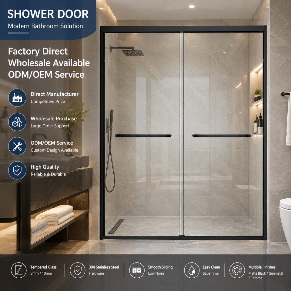 One-Shaped Double Sliding Shower Door Frame Tempered Glass 304 ...